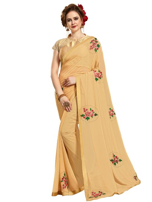 pastel embroidered saree with blouse - 17134652 - Very Small Image - 1