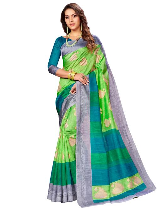 bordered printed saree with blouse - 17134657 - Very Small Image - 1