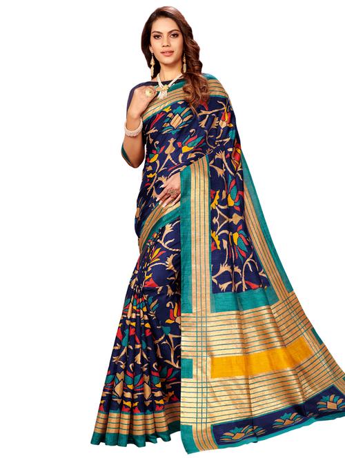 floral printed saree with blouse - 17134659 - Very Small Image - 1