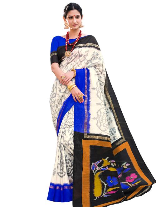 ikat printed saree with blouse - 17134663 - Very Small Image - 1