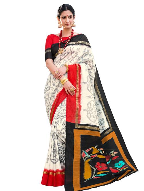 ikat printed saree with blouse - 17134664 - Very Small Image - 1