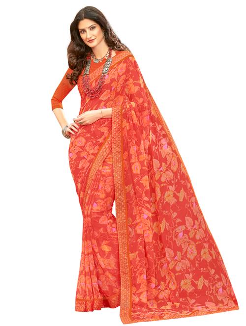 floral printed saree with blouse - 17134686 - Very Small Image - 1