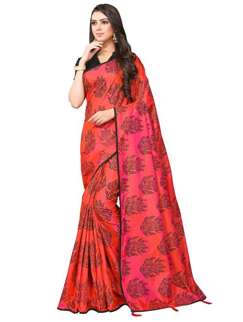 floral printed saree with blouse - 17134708 - Very Small Image - 1