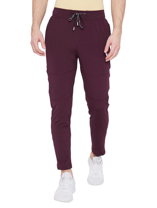 maroon solid full length track pant - 17134745 - Very Small Image - 1