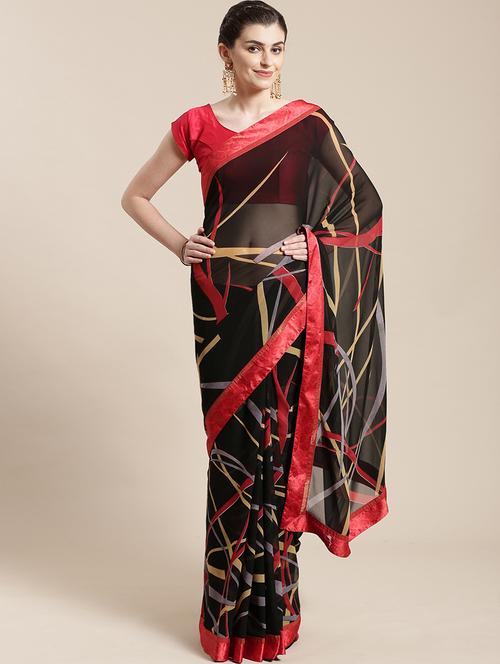 abstract woven saree with blouse - 17134818 - Very Small Image - 1
