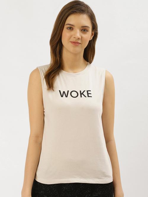 text print sleeveless tee - 17135199 - Very Small Image - 1