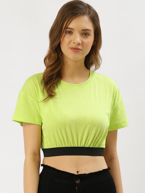 contrast hem line crop top - 17135204 - Very Small Image - 1