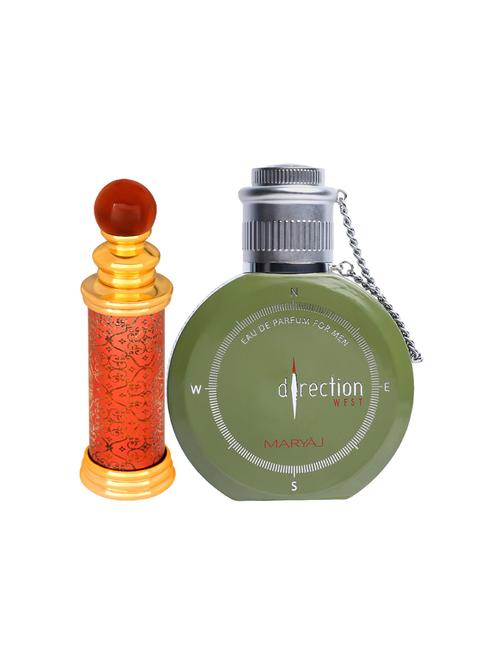 ajmal classic oud cp oudh 10ml for unisex and maryaj direction west edp green 100ml for men + 2 parfum testers free - 17135393 - Very Small Image - 1