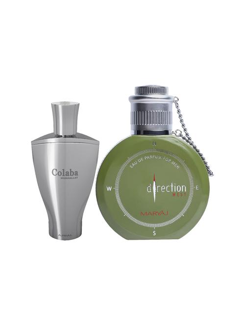 ajmal colaba mukhallat cp 14ml for unisex and maryaj direction west edp green 100ml for men + 2 parfum testers free - 17135394 - Very Small Image - 1