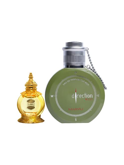 ajmal mukhallat al wafa cp 12ml for unisex and maryaj direction west edp green 100ml for men + 2 parfum testers free - 17135397 - Very Small Image - 1