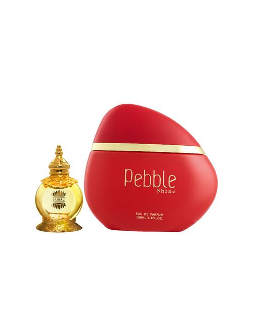 ajmal shine edp 75ml for women and mukhallat al wafa cp musky alcohol-free attar 12ml for unisex + 2 parfum testers free - 17135430 - Very Small Image - 1