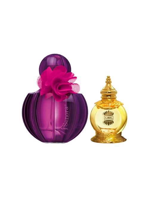 ajmal senora edp 75ml for women and mukhallat al wafa cp musky alcohol-free attar 12ml for unisex + 2 parfum testers free - 17135438 - Very Small Image - 1