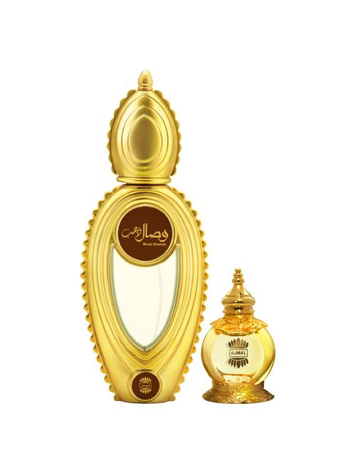 ajmal wisal dhahab edp 50ml for men and mukhallat al wafa cp musky alcohol-free attar 12ml for unisex + 2 parfum testers free - 17135448 - Very Small Image - 1