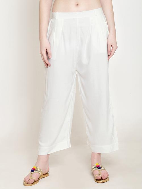 white cotton straight palazzo - 17136299 - Very Small Image - 1