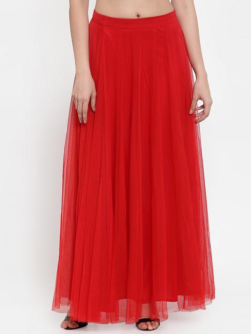 red net flared skirt - 17136481 - Very Small Image - 1