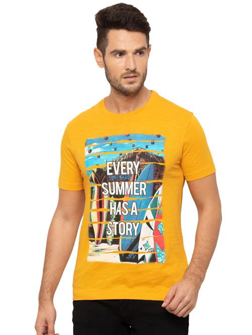 yellow front print t-shirt - 17136580 - Very Small Image - 1