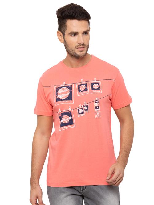 orange chest print t-shirt - 17136594 - Very Small Image - 1
