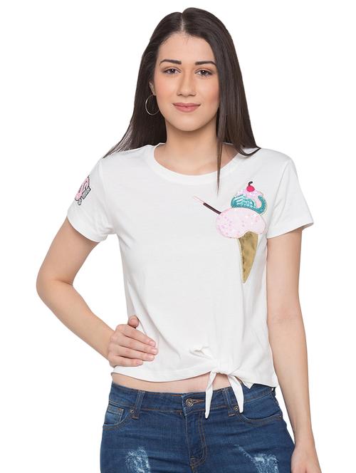 quirky patch tie front tee - 17136675 - Very Small Image - 1