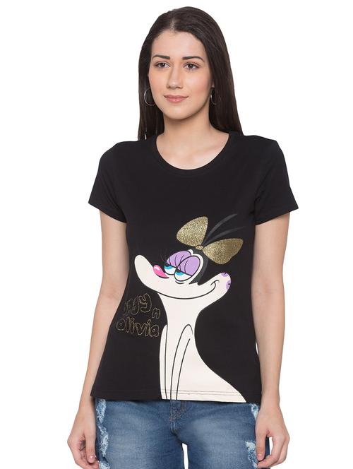 quirky print round neck tee - 17136686 - Very Small Image - 1