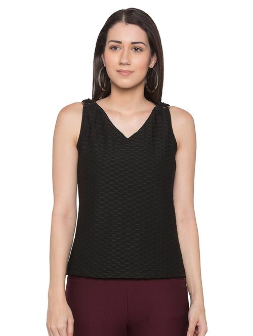 v neck textured top - 17136698 - Very Small Image - 1