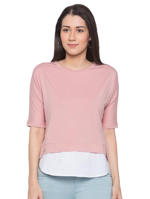 color block round neck tee - 17136700 - Very Small Image - 1