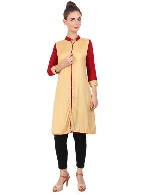 contrast a-line kurta - 17137193 - Very Small Image - 1