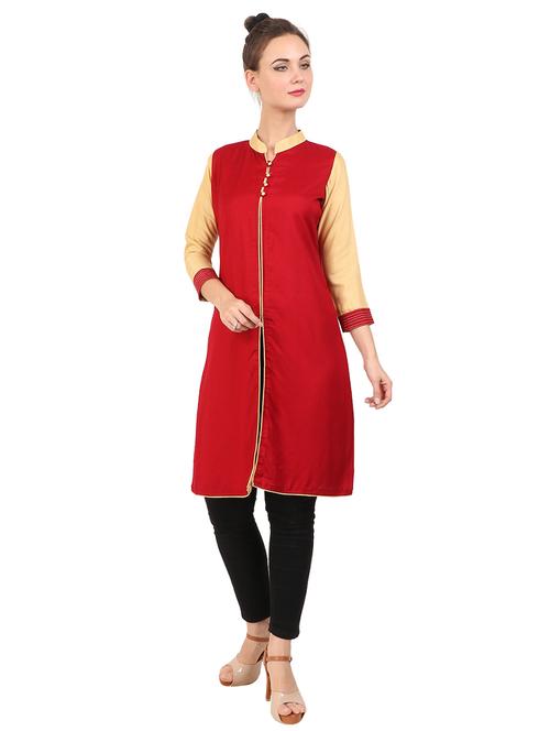 contrast a-line kurta - 17137203 - Very Small Image - 1