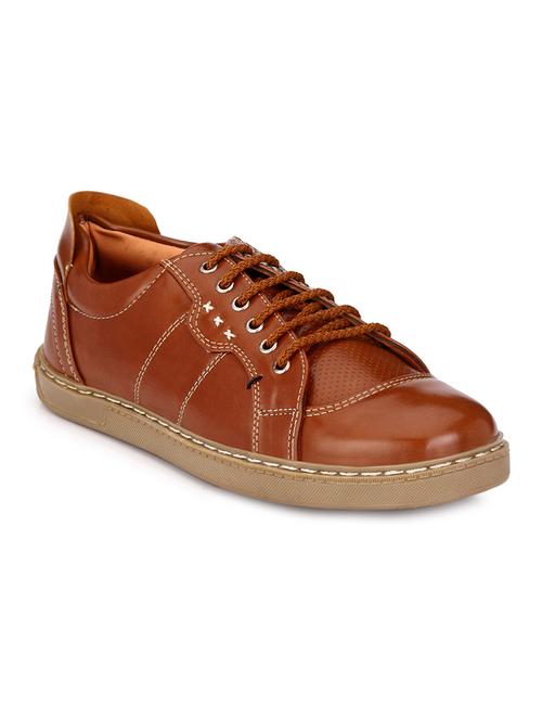 tan synthetic lace up sneakers - 17137343 - Very Small Image - 1