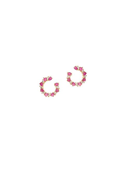 pink metal studs earring - 17137514 - Very Small Image - 1