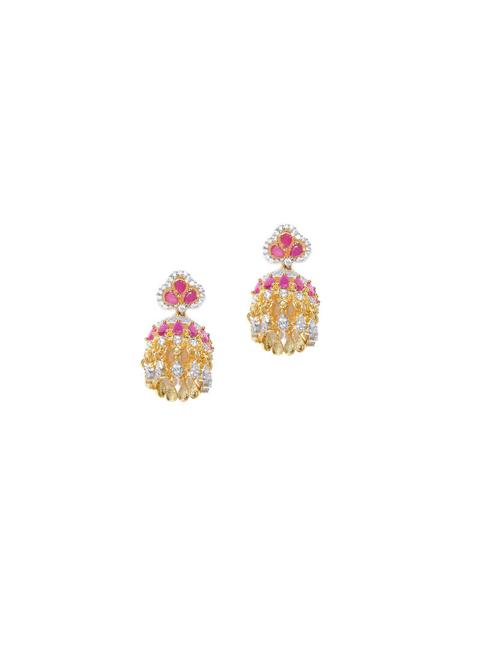 pink metal jhumka earring - 17137522 - Very Small Image - 1