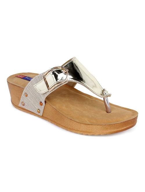 msc women stylish wedge gold sandals - 17137602 - Very Small Image - 1