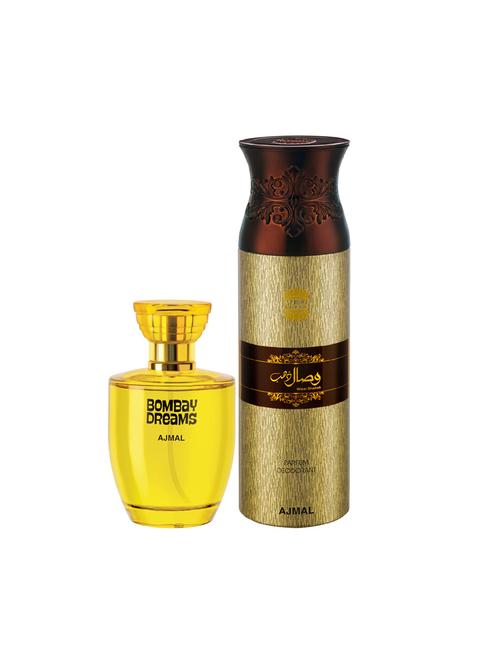 ajmal bombay dreams edp perfume 100ml for women and wisal dhahab deodorant 200ml for men+ 2 parfum testers free - 17137699 - Very Small Image - 1