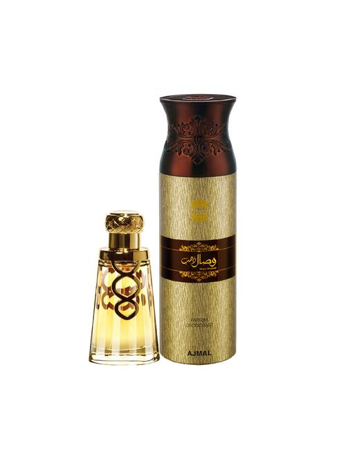 ajmal khallab edp woody oudh perfume 50ml for unisex and wisal dhahab deodorant 200ml for men+ 2 parfum testers free - 17137720 - Very Small Image - 1
