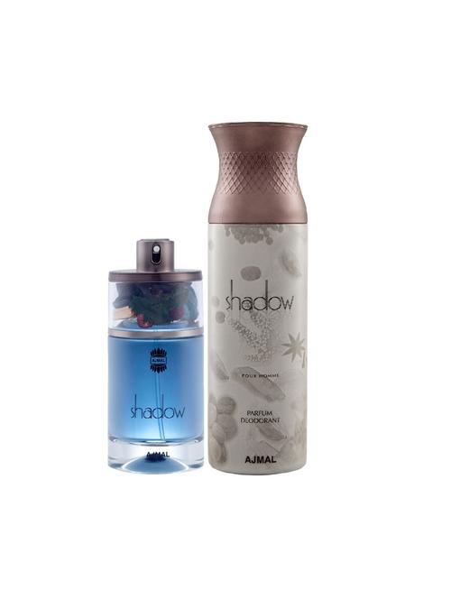 ajmal shadow him edp spicy woody perfume 75ml for men and shadow homme deodorant woody 200ml for men+ 2 parfum testers free - 17137754 - Very Small Image - 1