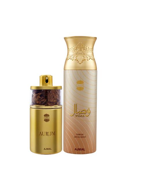 ajmal aurum edp perfume 75ml for women and wisal deodorant musky 200ml for women + 2 parfum testers free - 17137789 - Very Small Image - 1