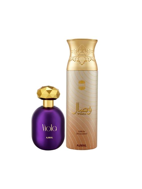 ajmal viola edp perfume 75ml for women and wisal deodorant musky 200ml for women+ 2 parfum testers free - 17137810 - Very Small Image - 1