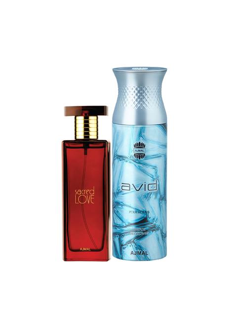 ajmal sacred love edp musky 50ml for women and avid homme deodorant 200ml for men+ 2 parfum testers free - 17137827 - Very Small Image - 1