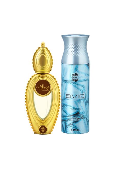 ajmal wisal dhahab edp perfume 50ml for men and avid homme deodorant aquatic woody 200ml for men+ 2 parfum testers free - 17137830 - Very Small Image - 1