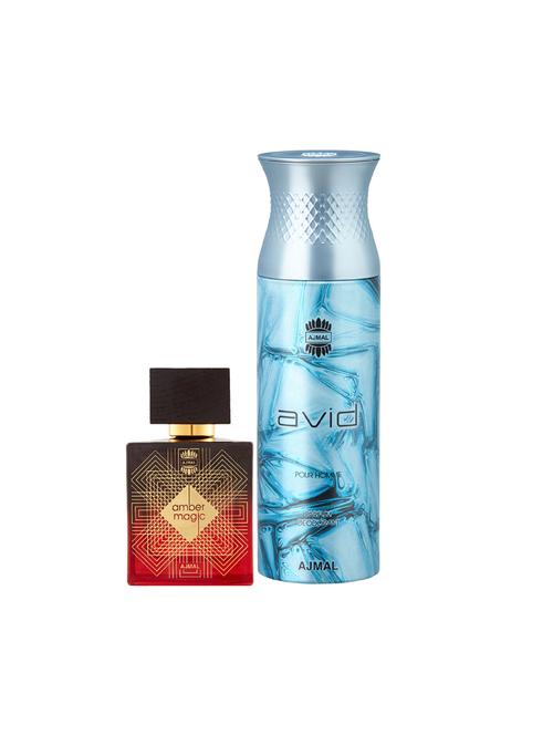ajmal amber magic edp spicy aromatic 100ml for men and avid homme deodorant 200ml for men+ 2 parfum testers free - 17137833 - Very Small Image - 1