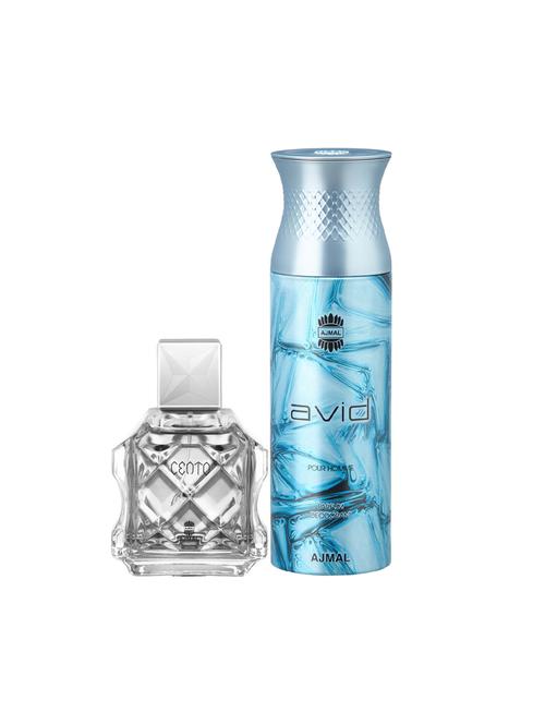 ajmal cento edp aromatic perfume 100ml for men and avid homme deodorant aquatic woody 200ml for men+ 2 parfum testers free - 17137834 - Very Small Image - 1