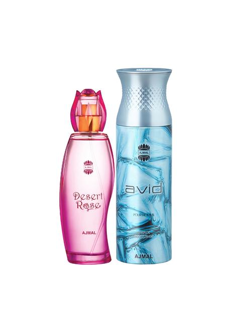 ajmal desert rose edp oriental 100ml for women and avid homme deodorant 200ml for men+ 2 parfum testers free - 17137836 - Very Small Image - 1