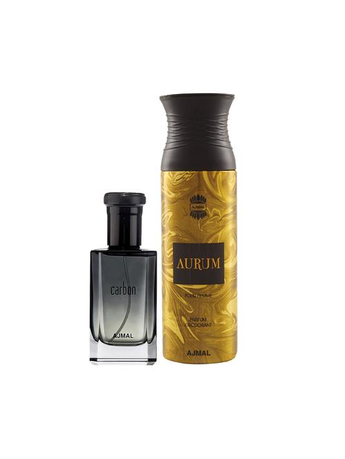 ajmal carbon edp spicy perfume 100ml for men and aurum femme deodorant 200ml for women+ 2 parfum testers free - 17137855 - Very Small Image - 1