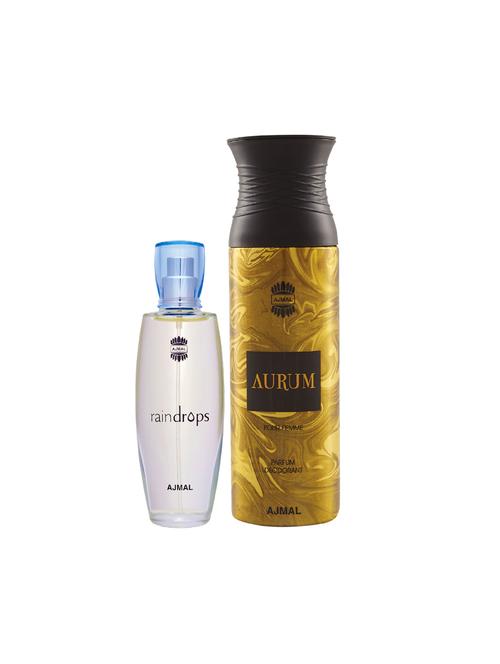 ajmal raindrops edp chypre perfume 50ml for women and aurum femme deodorant 200ml for women+ 2 parfum testers free - 17137857 - Very Small Image - 1