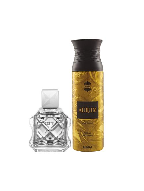ajmal cento edp aromatic perfume 100ml for men and aurum femme deodorant 200ml for women+ 2 parfum testers free - 17137865 - Very Small Image - 1