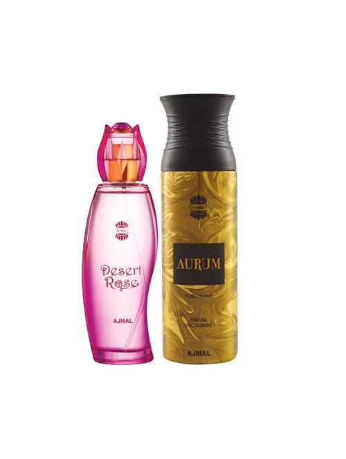 ajmal desert rose edp oriental perfume 100ml for women and aurum femme deodorant 200ml for women+ 2 parfum testers free - 17137867 - Very Small Image - 1
