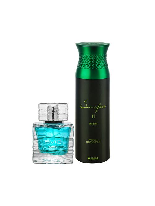 ajmal avid edp 75ml for men and sacrifice ii for him deodorant aromatic 200ml for men+ 2 parfum testers free - 17137893 - Very Small Image - 1