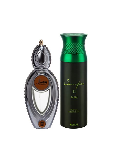 ajmal wisal edp musky 50ml for women and sacrifice ii for him deodorant aromatic 200ml for men+ 2 parfum testers free - 17137904 - Very Small Image - 1