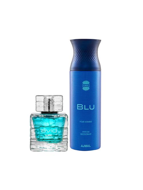 ajmal avid edp aquatic woody perfume 75ml for men and blu homme deodorant aquatic woody 200ml for men+ 2 parfum testers free - 17138017 - Very Small Image - 1