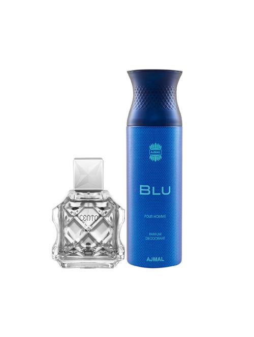 ajmal cento edp aromatic perfume 100ml for men and blu homme deodorant aquatic woody 200ml for men+ 2 parfum testers free - 17138020 - Very Small Image - 1