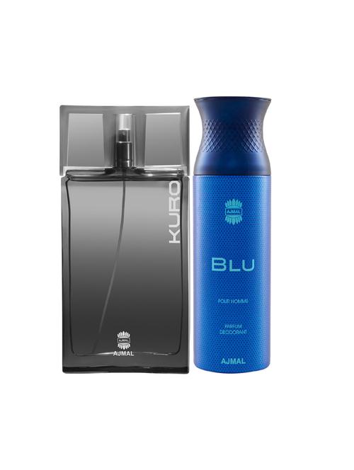 ajmal kuro edp aromatic spicy 90ml for men and blu homme deodorant 200ml for men+ 2 parfum testers free - 17138024 - Very Small Image - 1